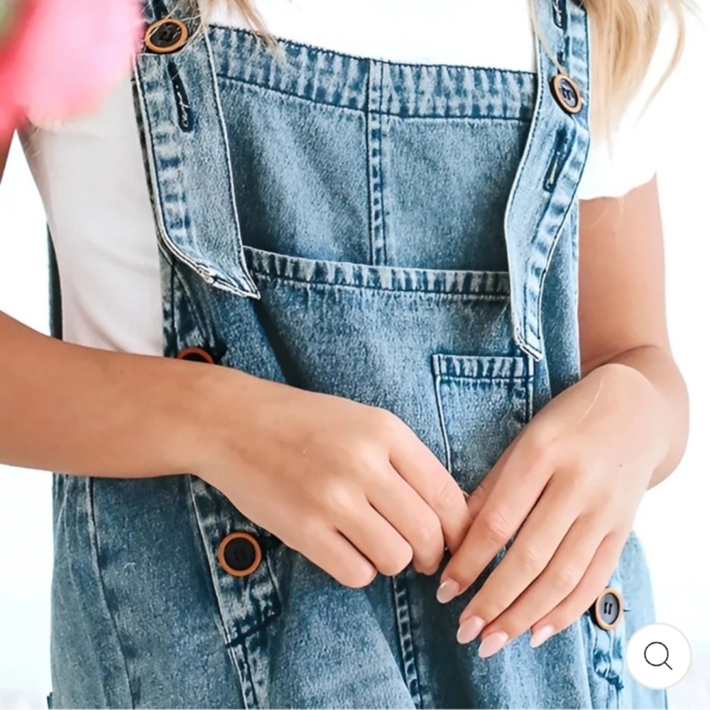 Slouchy Distressed Denim Overalls Super Soft & Comfy - Picture 5 of 9